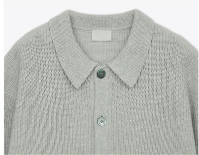 Lapel Button-Down Knitted Cardigan or1309