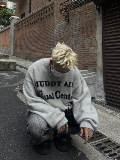 Logo knit long -sleeved sweater or2206 - ORUN