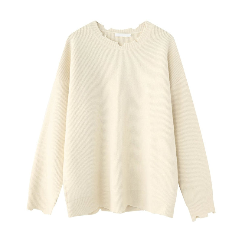 Round neck a solid knit sweater or2159 - ORUN