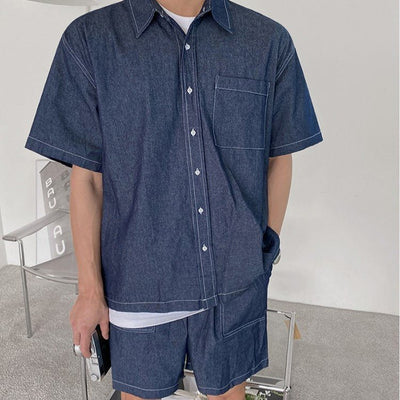 Short -sleeved denim shirt shorts or1647 - ORUN