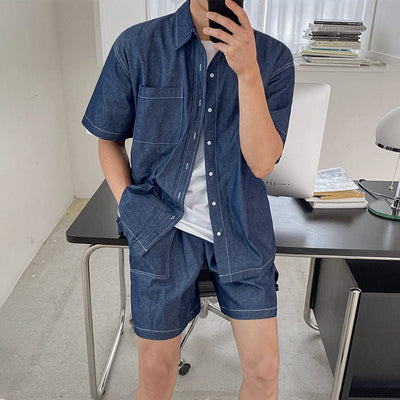 Short -sleeved denim shirt shorts or1647 - ORUN