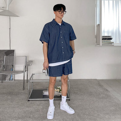 Short -sleeved denim shirt shorts or1647 - ORUN