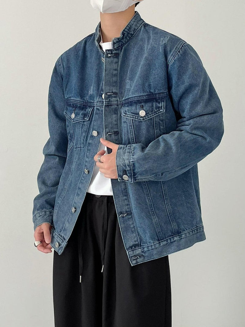 Stand collar denim jacket or2744 - ORUN