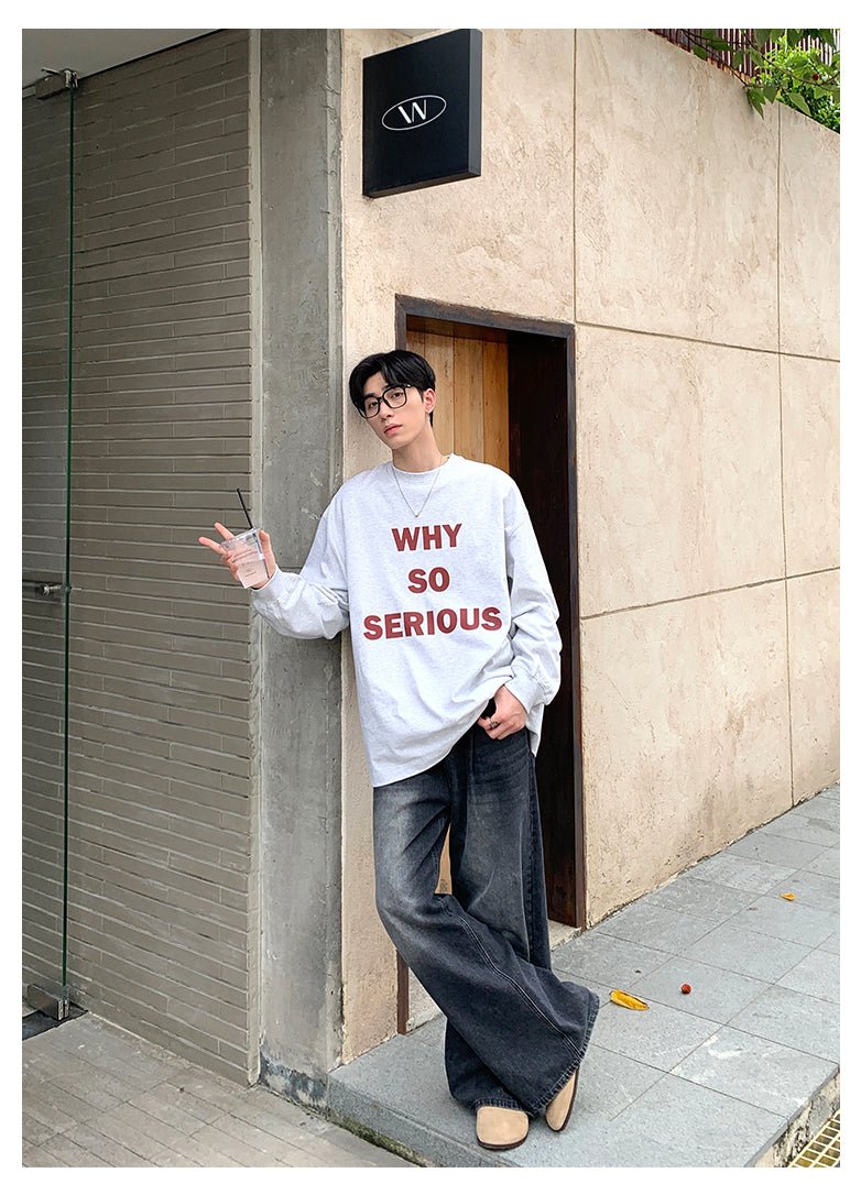 Street letter print long sleeve T -shirt or2284 - ORUN