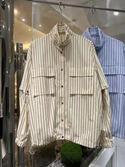 Stripe Design Long Sleeve Shirt or2610 - ORUN
