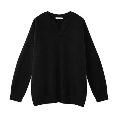 V neck a solid knit sweater or2161 - ORUN